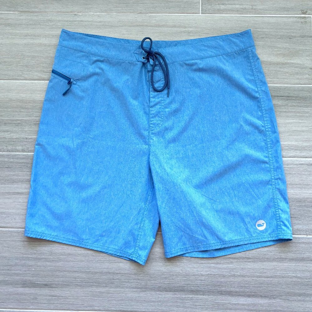 VINEYARD VINES Swim Shorts Men's 40W Blue Poly Spandex Blend Tie Closure Pocket